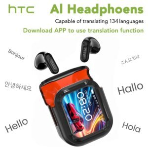 HTC-NE20 ??bersetzungskopfh?rer, unterst??tzt Echtzeit-??bersetzung in 134 Sprachen mit App, Musikwiedergabe, Telefonanrufe, Kopfh?rer und Besprechungszusammenfassung