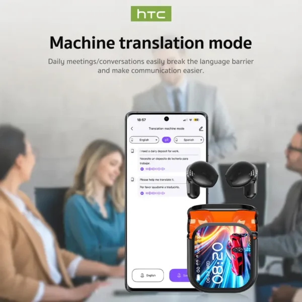 HTC-NE20 ??bersetzungskopfh?rer, unterst??tzt Echtzeit-??bersetzung in 134 Sprachen mit App, Musikwiedergabe, Telefonanrufe, Kopfh?rer und Besprechungszusammenfassung - Image 5
