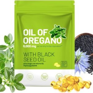 Aceite de Orégano con Aceite de Semilla Negra 300 Cápsulas | Antioxidantes Naturales | Apoyo Nutricional | Suplemento Alimenticio Botánico de Alta Eficacia para la Salud